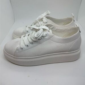 bp White Platform Canvas Sneakers